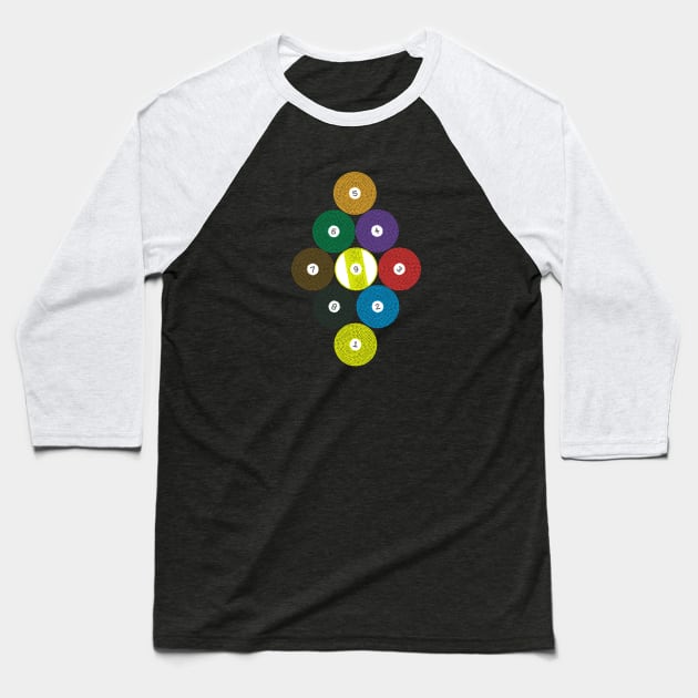 Billiard Balls on Billiard Balls - 9 Ball Baseball T-Shirt by crazedgraphics